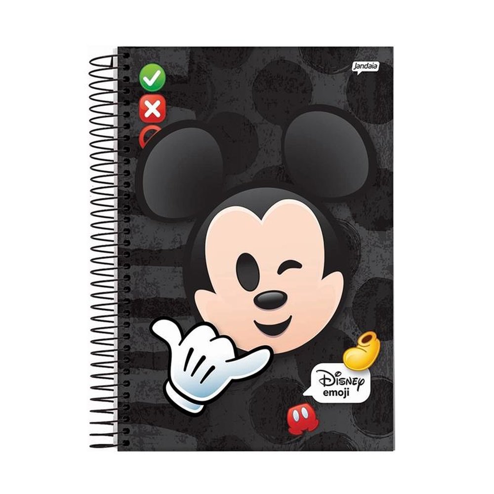 Caderno Espiral Universitário Capa Dura 10m Disney Emoji 200fls Jandáia