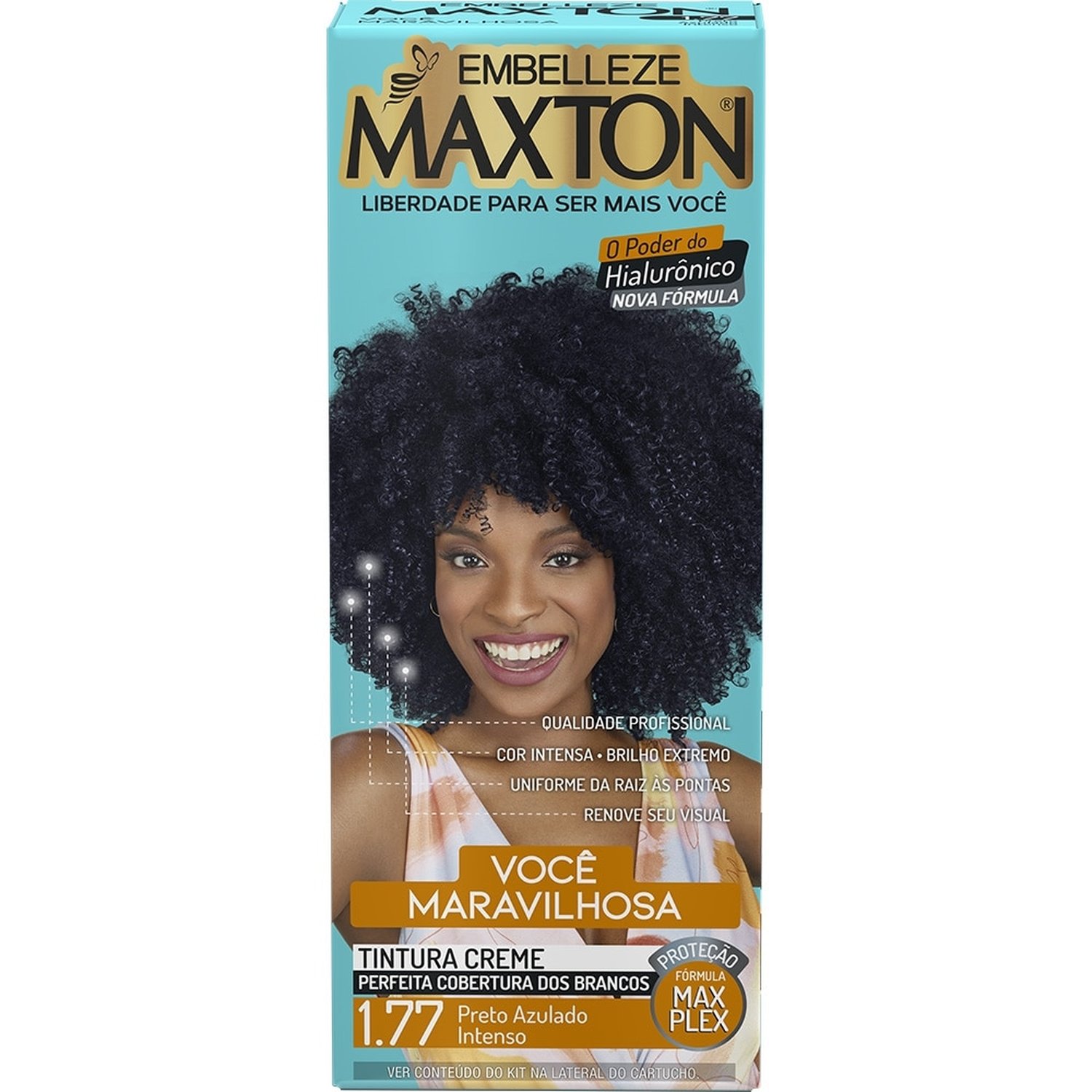 Tintura Maxton Kit Prático 1.77 Preto Azulado Intenso