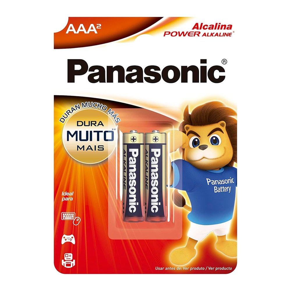Pilha Panasonic Alcalina LR03XAB/2B Palito AAA - Embalagem com 2 Unidades
