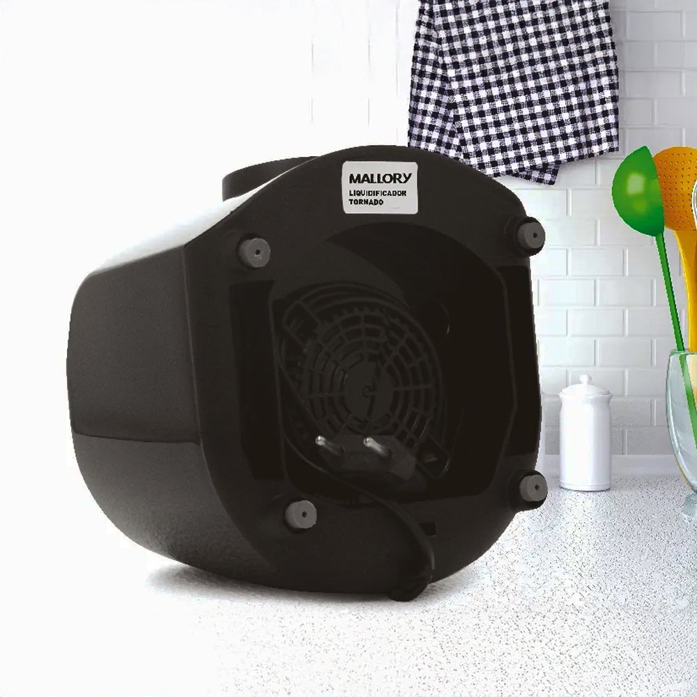 Liquidificador Mallory Tornado - Copo de Plástico, 3 Velocidades + Pulsar, 520W, Preto, 110V