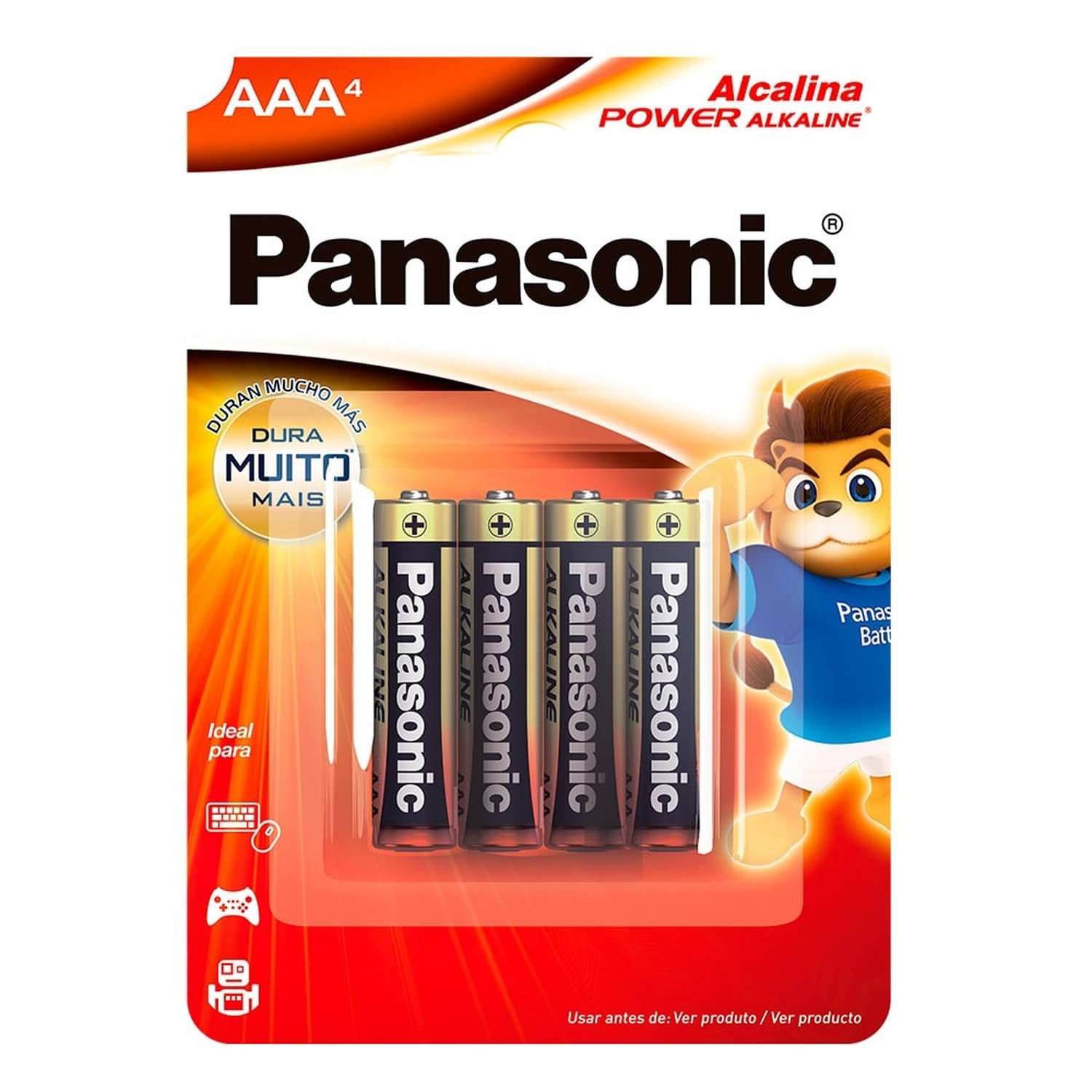 Pilha Panasonic Palito Alcalina LR03XAB-4B AAA - Embalagem com 4 Unidades