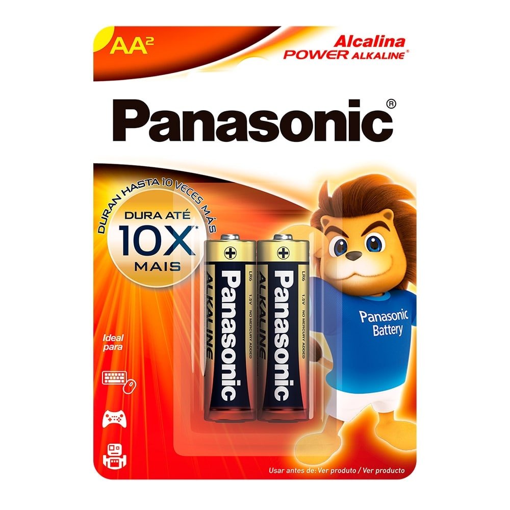 Pilha Panasonic Alcalina LR6XAB-2B Pequena - Embalagem com 2 Unidades