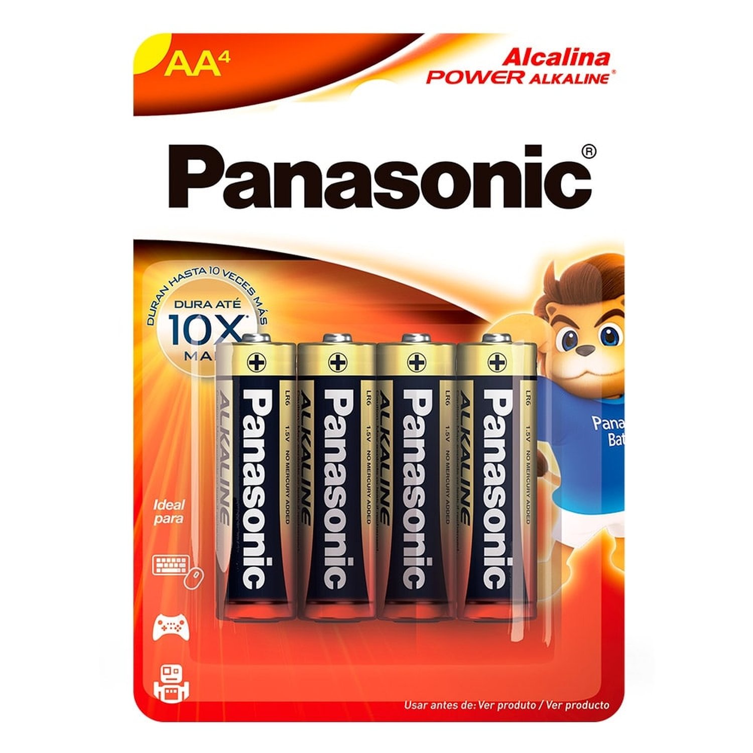 Pilha Panasonic Alcalina LR6XAB-4B Pequena AA - Embalagem com 4 Unidades