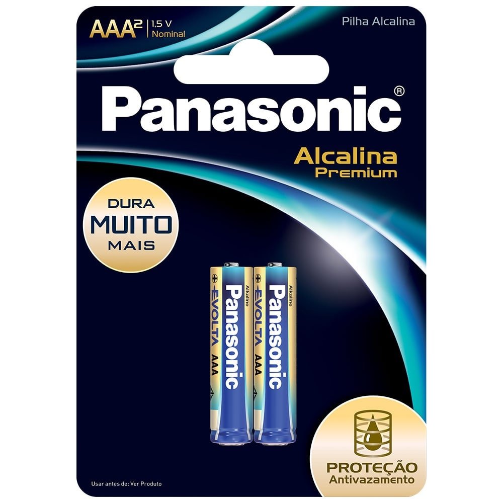 Pilha Panasonic Alcalina Premium AAA Palito Com 2 Unidades