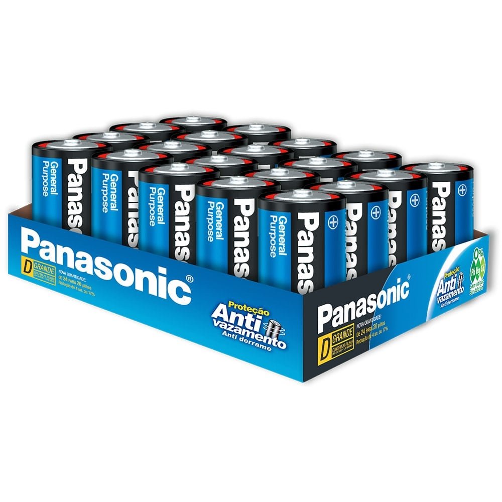 Pilha Panasonic Comum Grande 1SH Bandeja - Embalagem com 20 Unidades