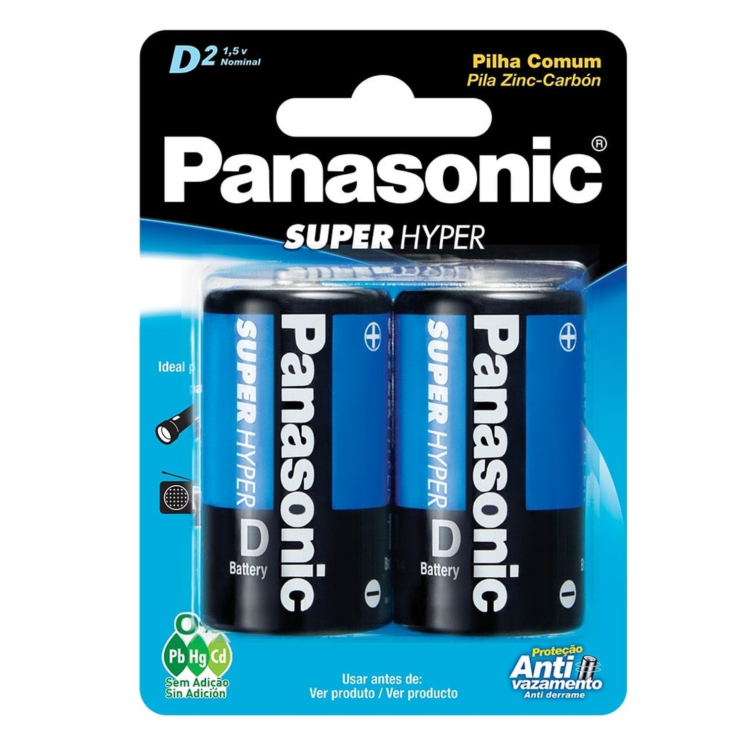 Pilha Panasonic Comum 1SHS Grande - Embalagem com 2 Unidades