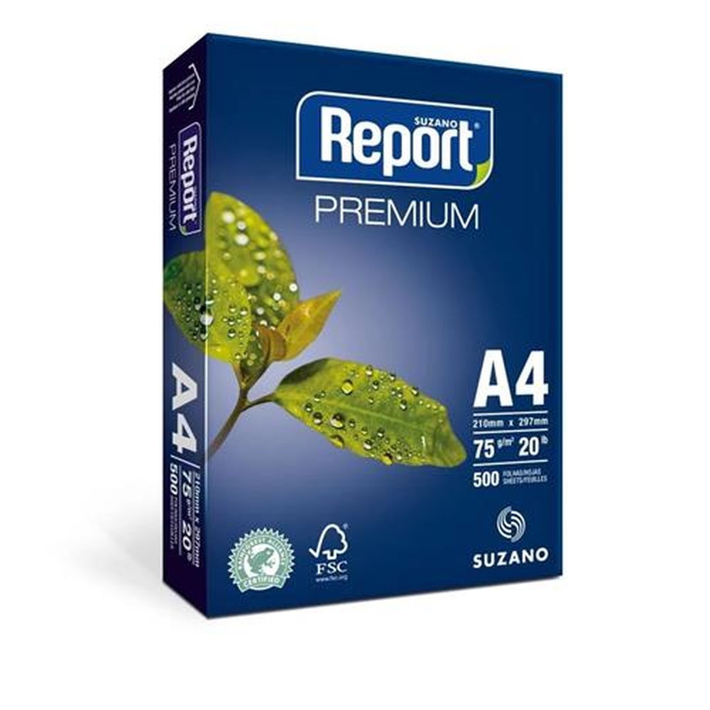 Resma de Papel A4 Com 500 Folhas Branco Report