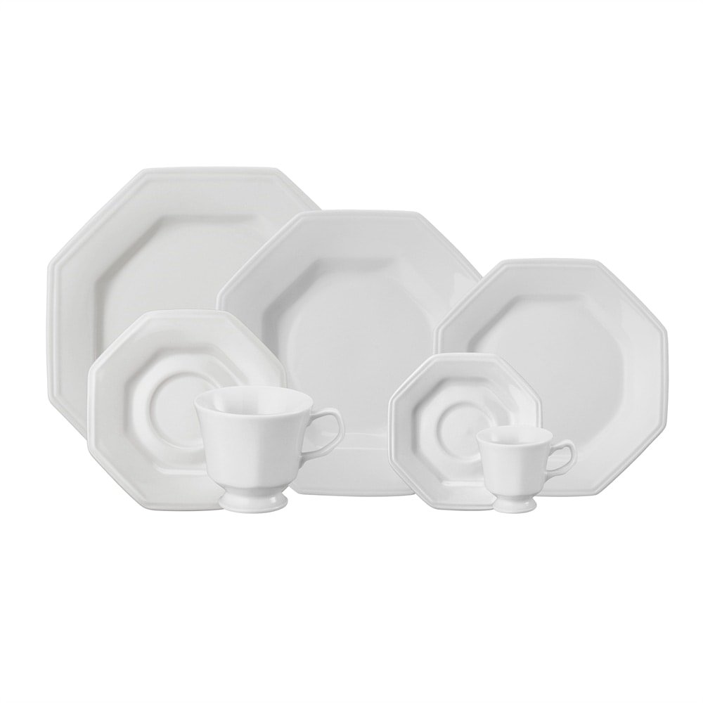 Aparelho de Jantar Chá Café Schmidt Prisma Porcelana 42 Peças