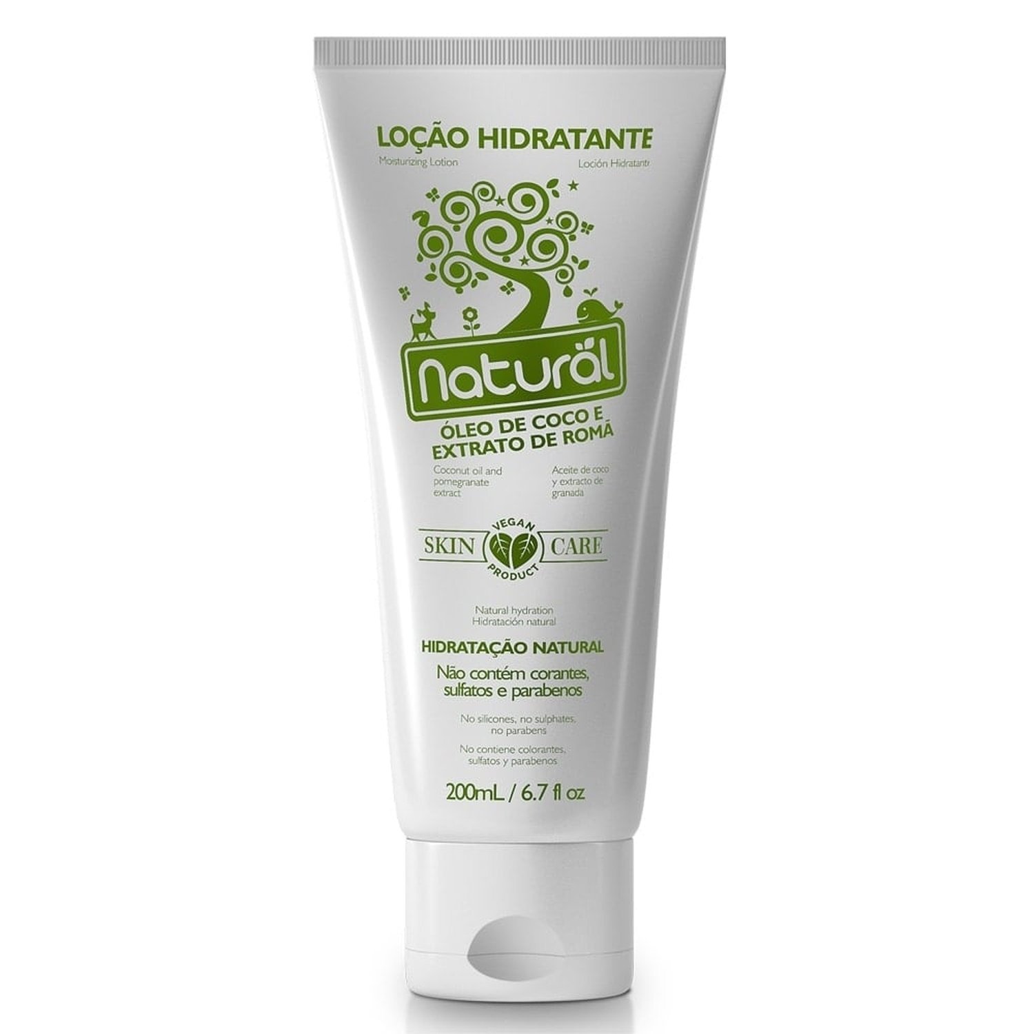 Loção Hidratante Natural e Vegano com Óleo de Coco e Extrato de Romã 200ml - Contente Suavetex