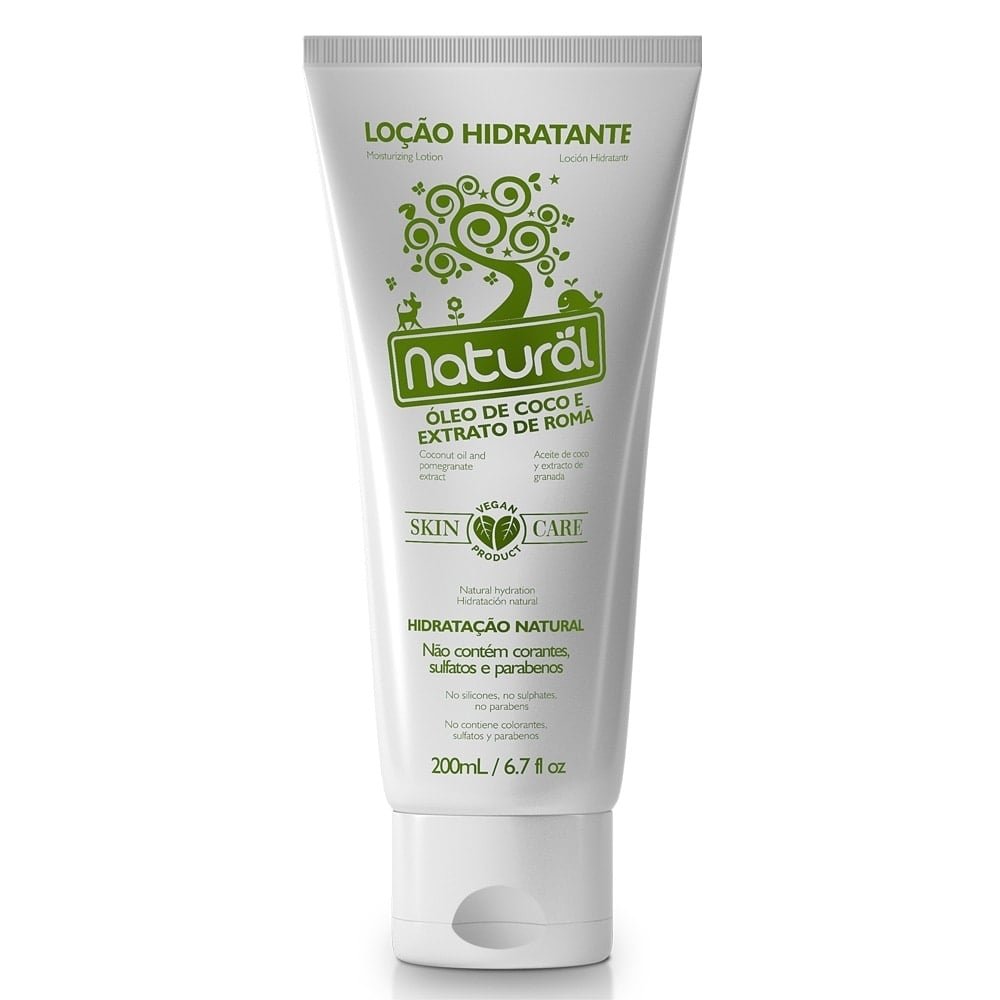 Loção Hidratante Natural e Vegano com Óleo de Coco e Extrato de Romã 200ml - Contente Suavetex