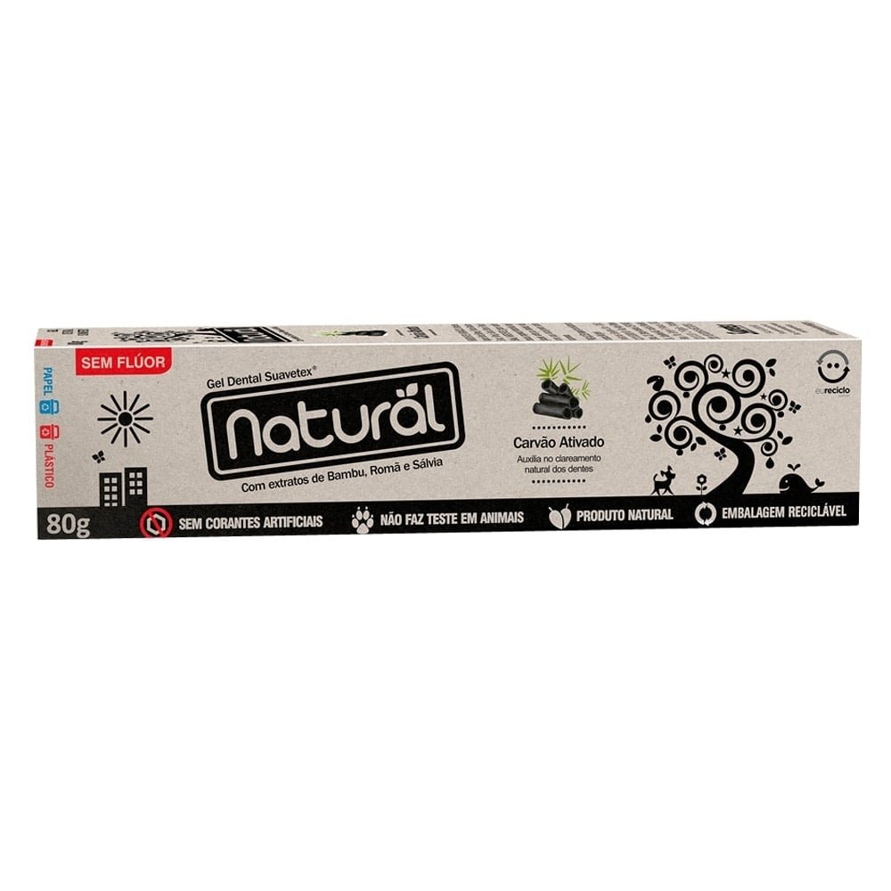 Gel Dental Suavetex Carvão Ativado Ext Bambu, Romã e Sálvia