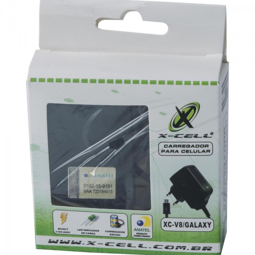Carregador de Celular Micro Usb Bivolt Xc-Cp-V8 Preto X-Cell