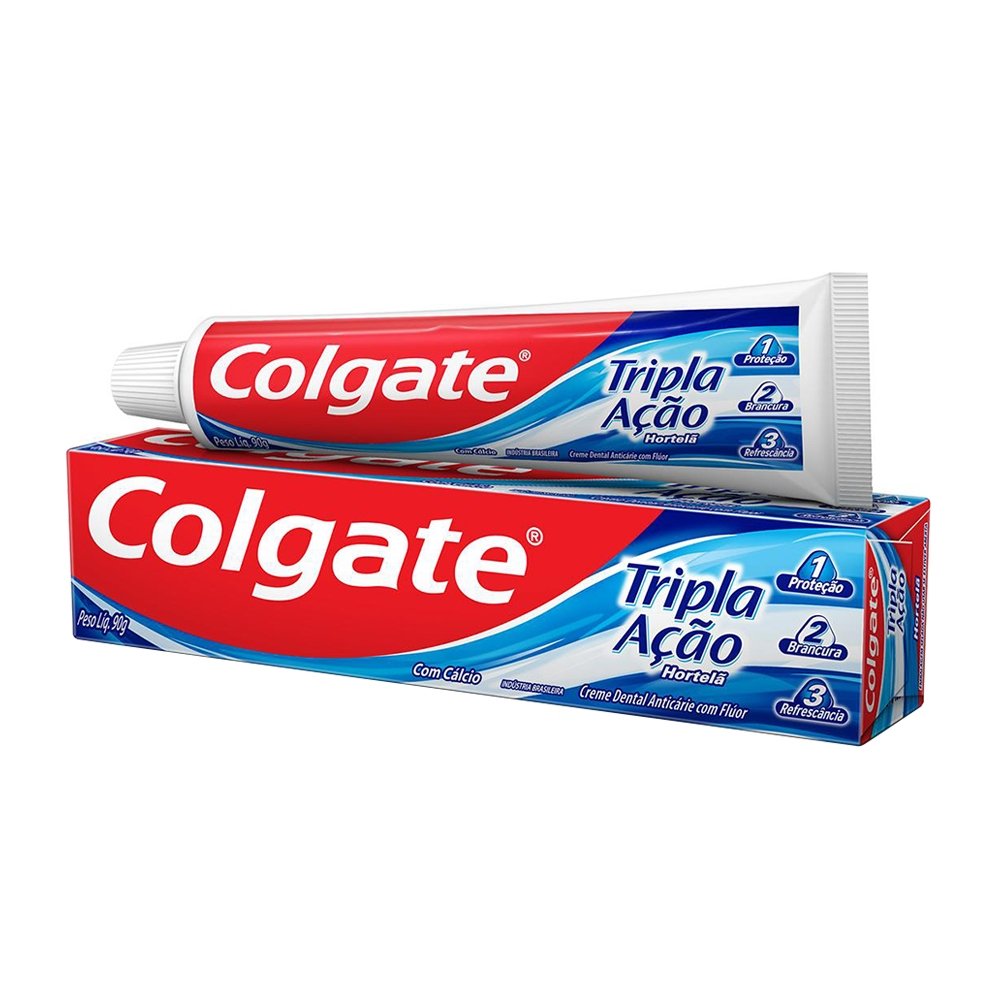 Creme Dental Colgate Tripla Ação Hortelã 90g - Embalagem com 12 Unidades