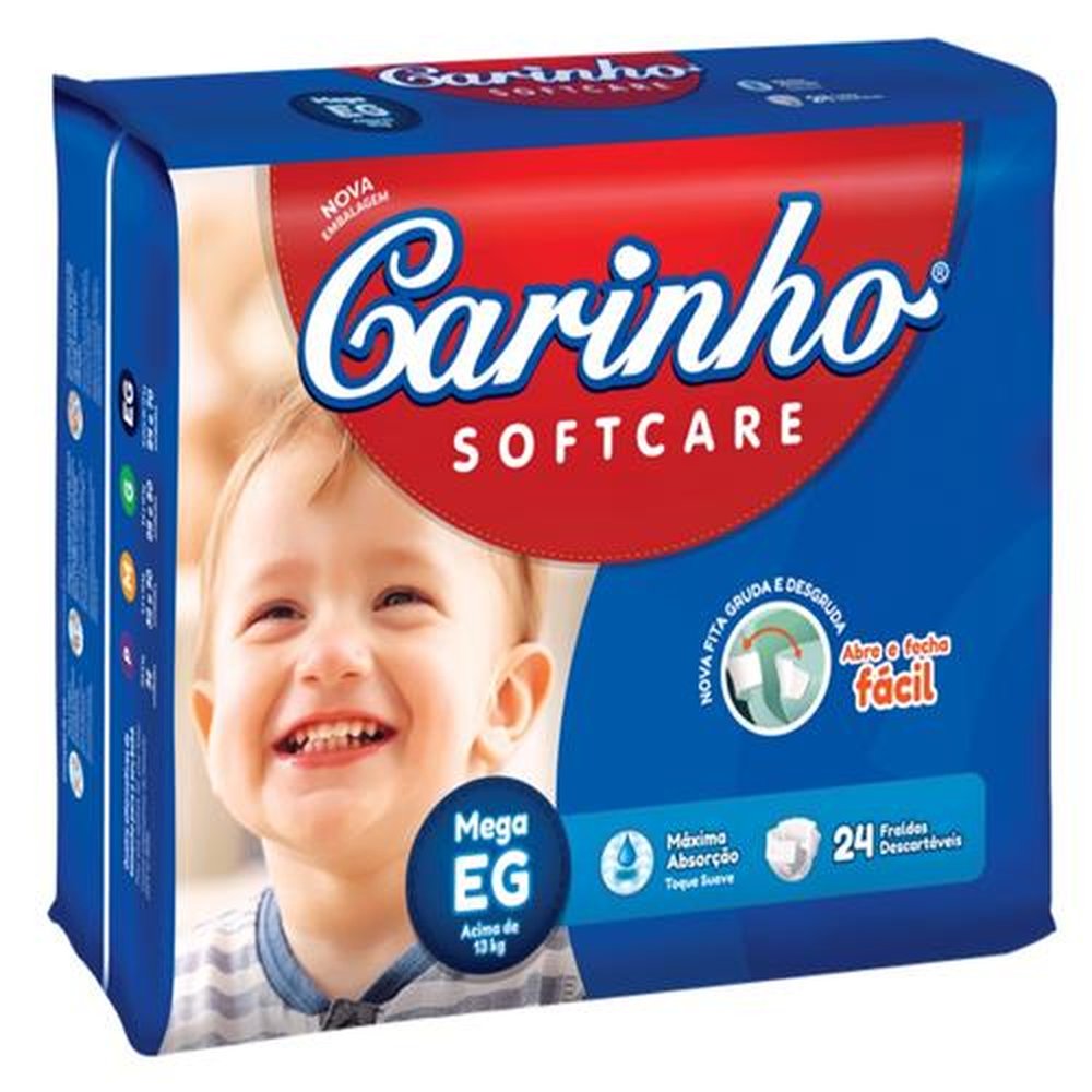 Fralda Infantil Carinho Softcare Toque Suave Mega EG 6PCTx24 Unidades