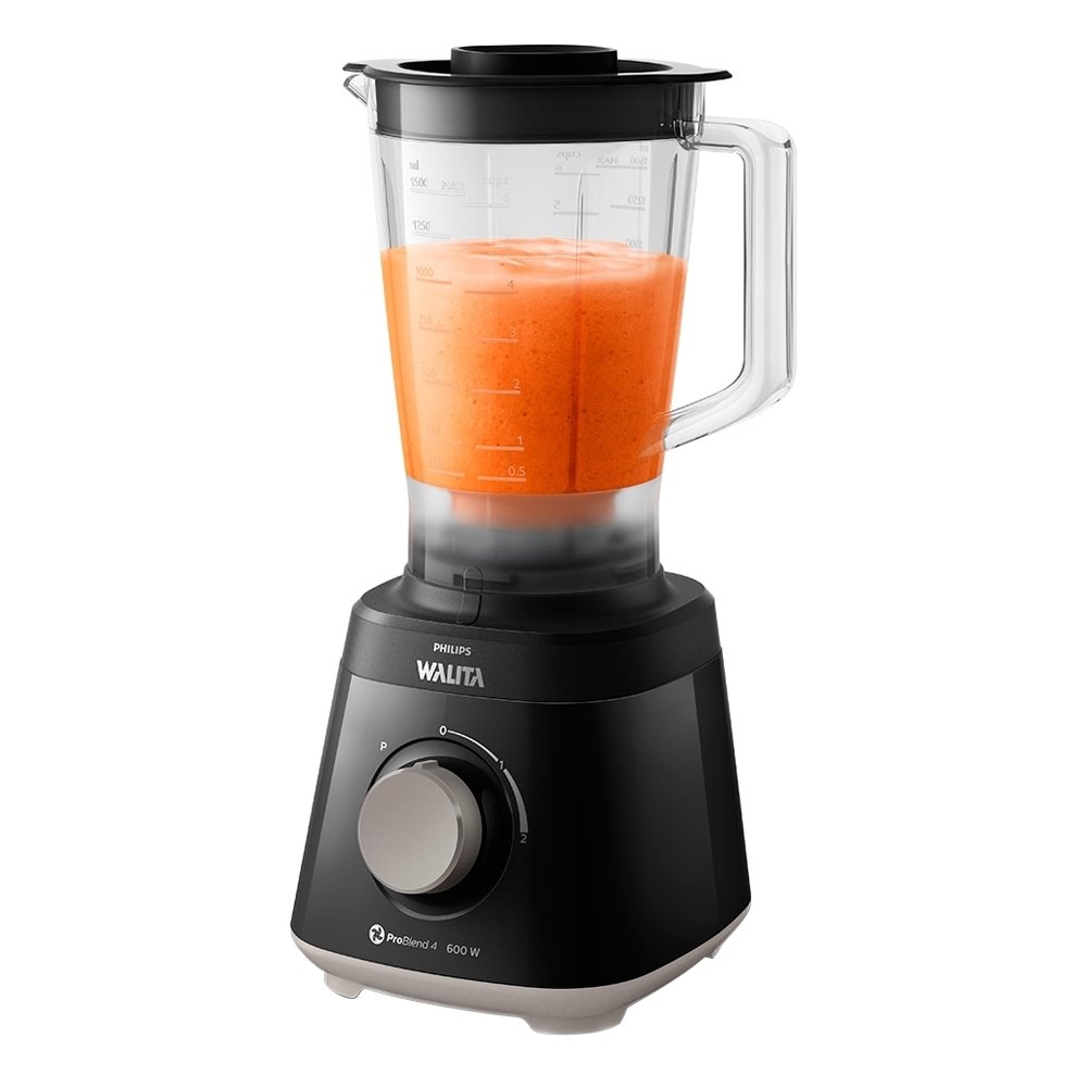 Liquidificador Philips Walita Daily RI2112 - Com Filtro, Copo de Plástico - 2 Velocidades + Pulsar, 600W, Preto, 220V