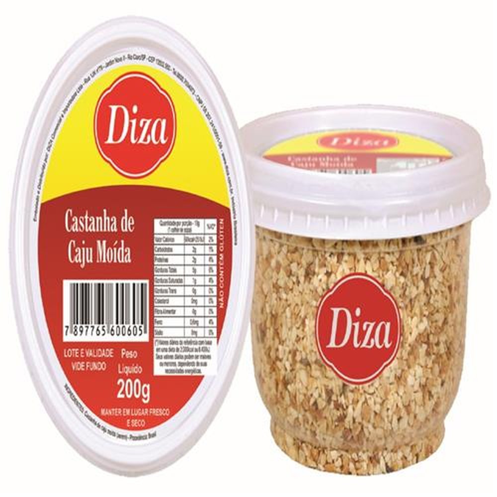 Castanha de Cajú Moída Torrada pote 200g - Caixa com 12 Unidades