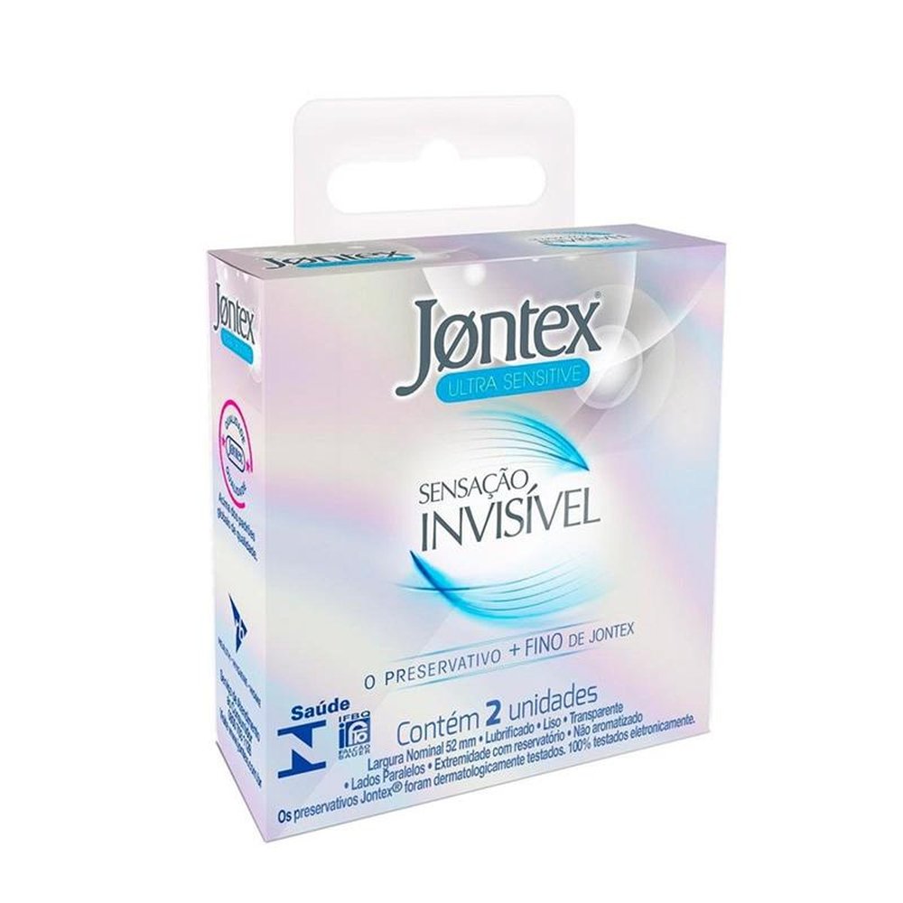 Preservativo Jontex Lubrificado Sensação Invisível Embalagem com 2 Unidades