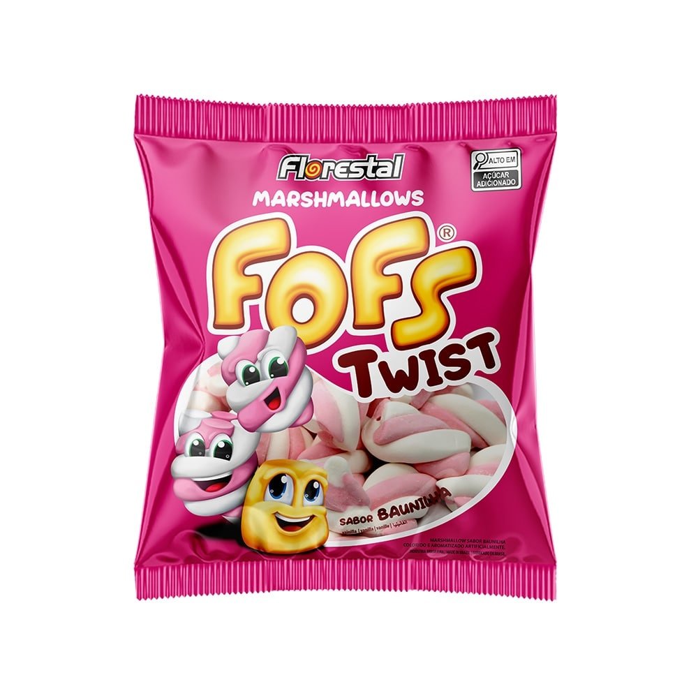 Marshmallow Florestal Fofs Twist Rosa/Branco 220g
