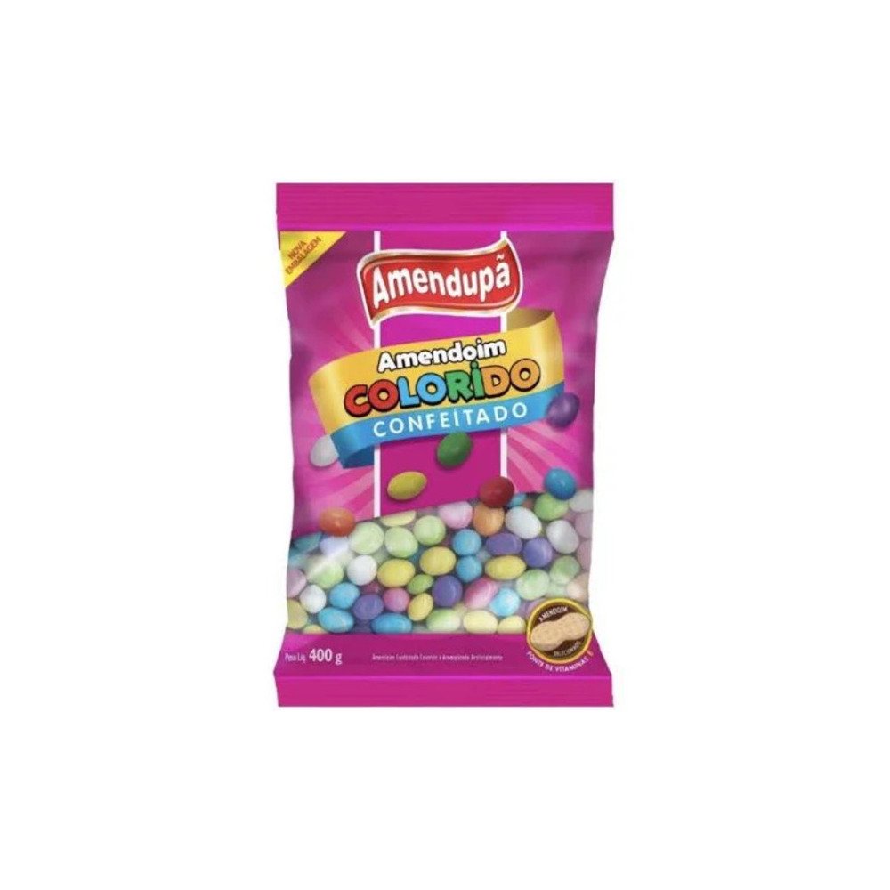 Amendoim Doce Colorido Amendupa 400g Caixa Com 30 Unidades