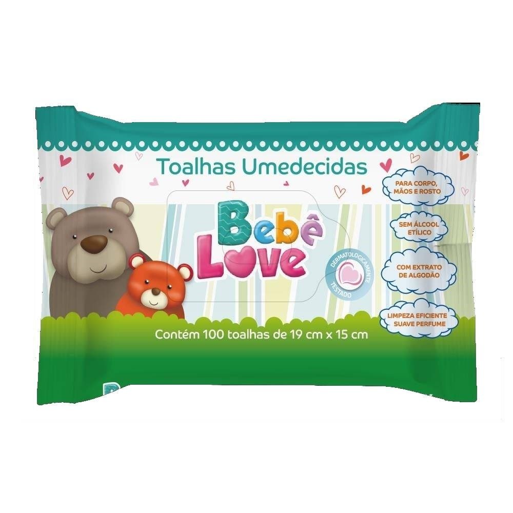 Toalhas Umedecidas Bebê Love - Pacote com 100 Toalhas
