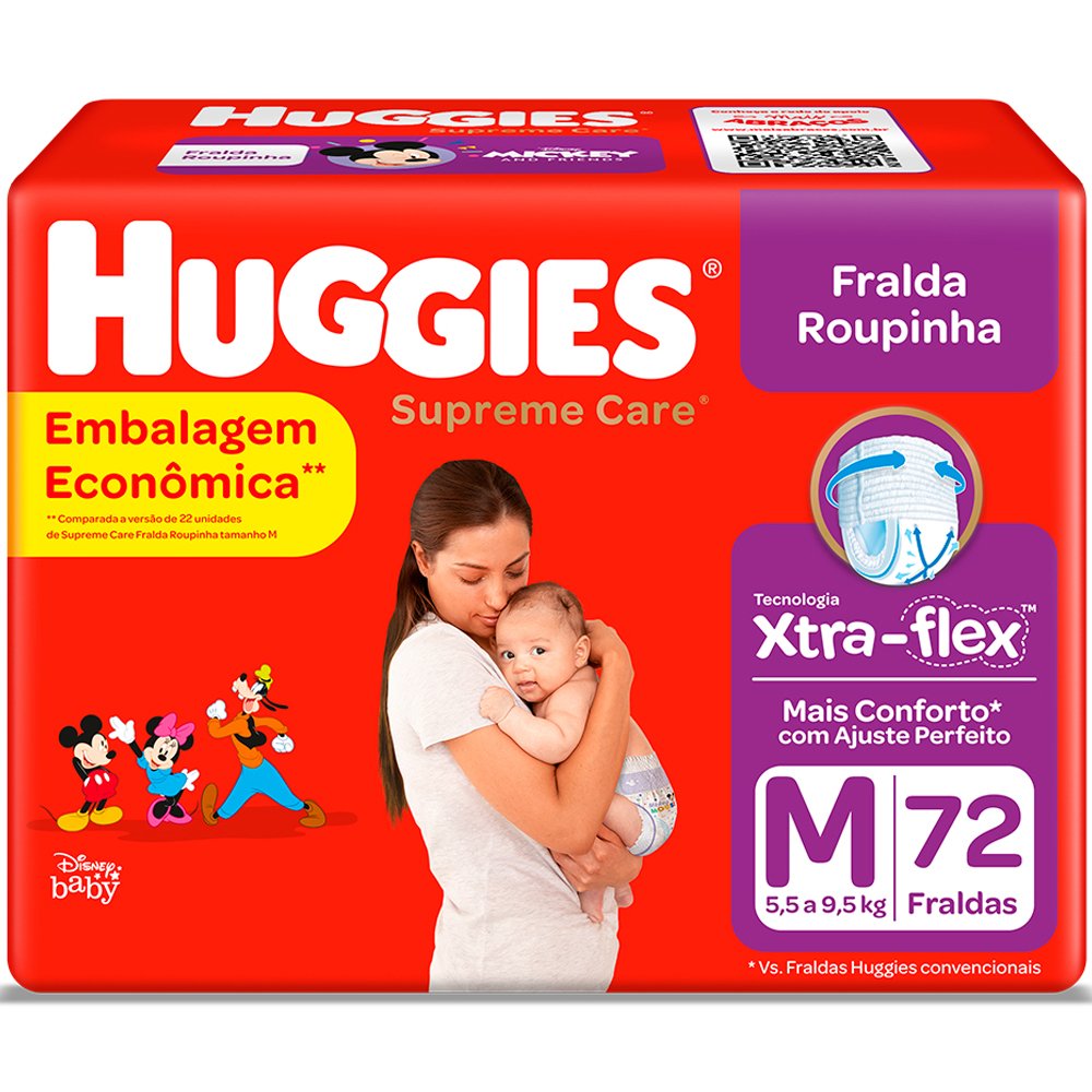 Fralda Huggies Supremecare Roupinha Hiper M Com 72 Unidades