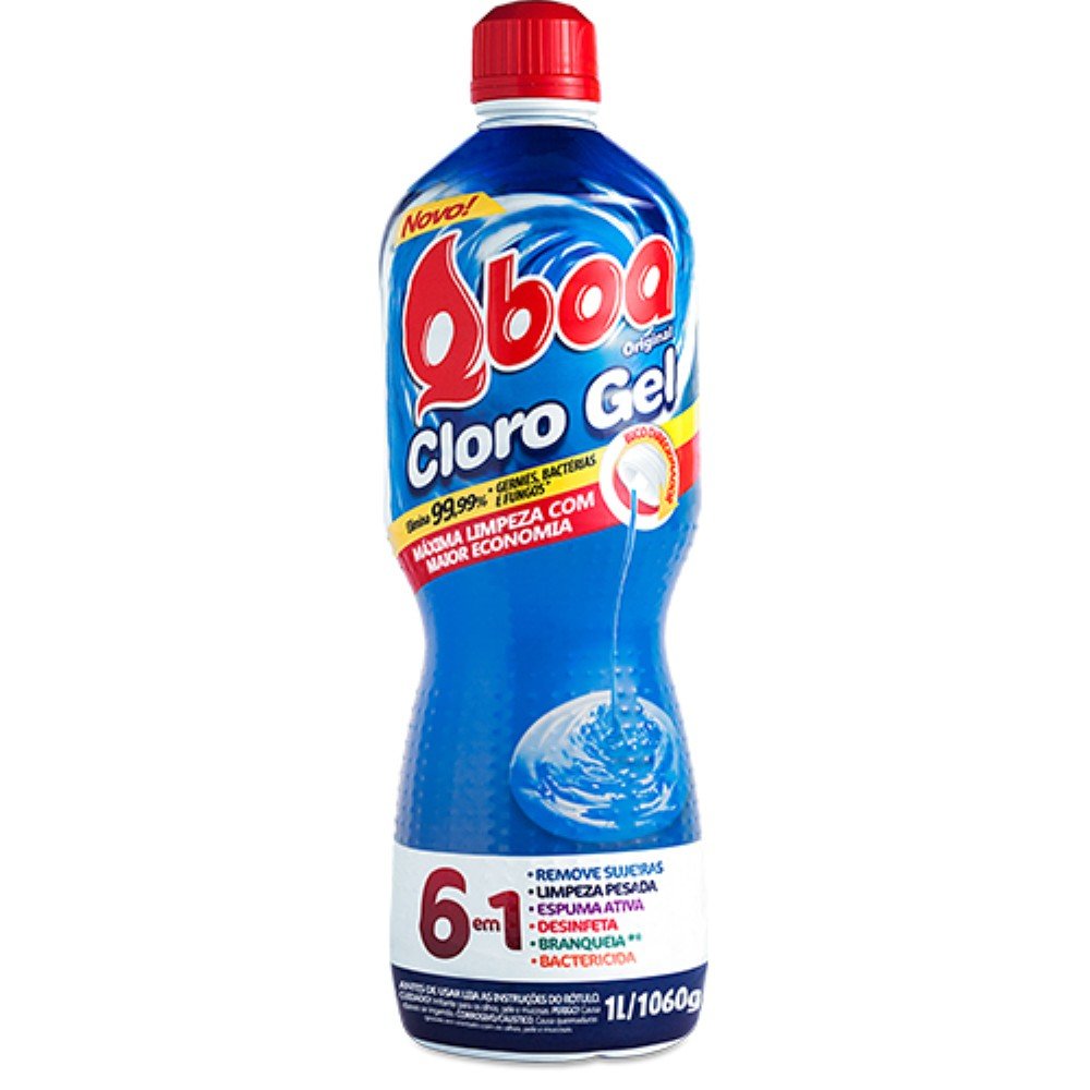 Detergente Cloro Gel 1l Qboa