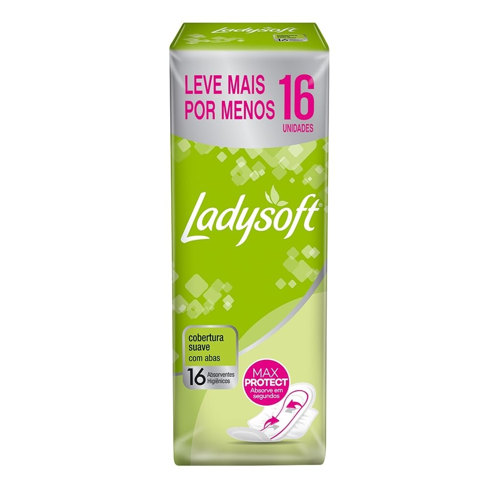 Absorvente Ladysoft Normal Suave com Abas Embalagem com 16 Unidades