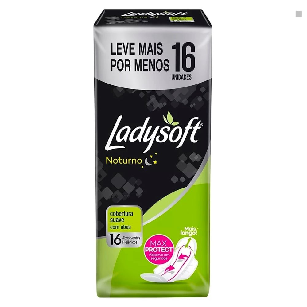 Absorvente Ladysoft Noturno Suave com Abas - Embalagem com 16 Unidades