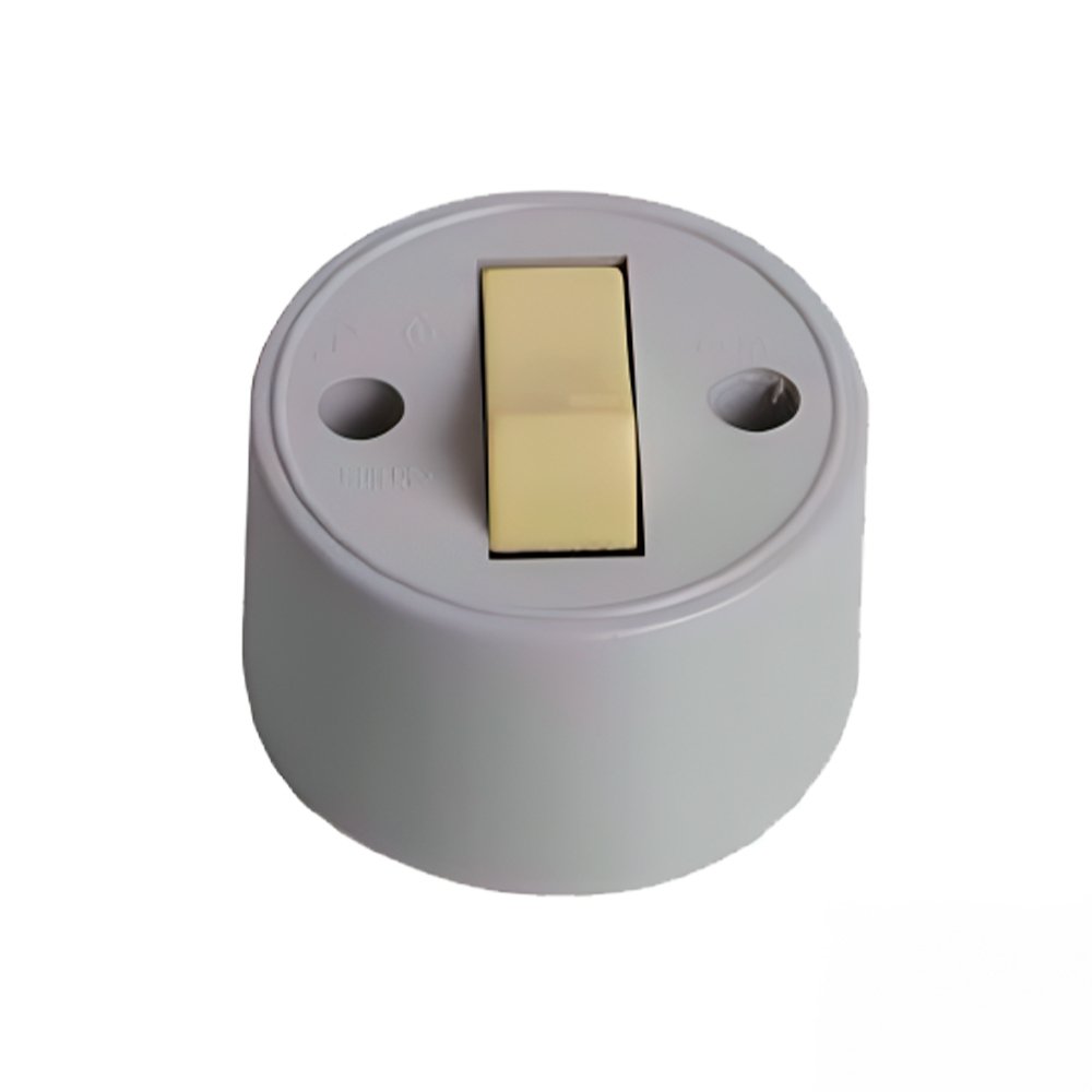 Interruptor Ilumi 1 Tecla Simples Sobrepor Externo Redondo Cinza 6A Embalagem com 10 Unidades