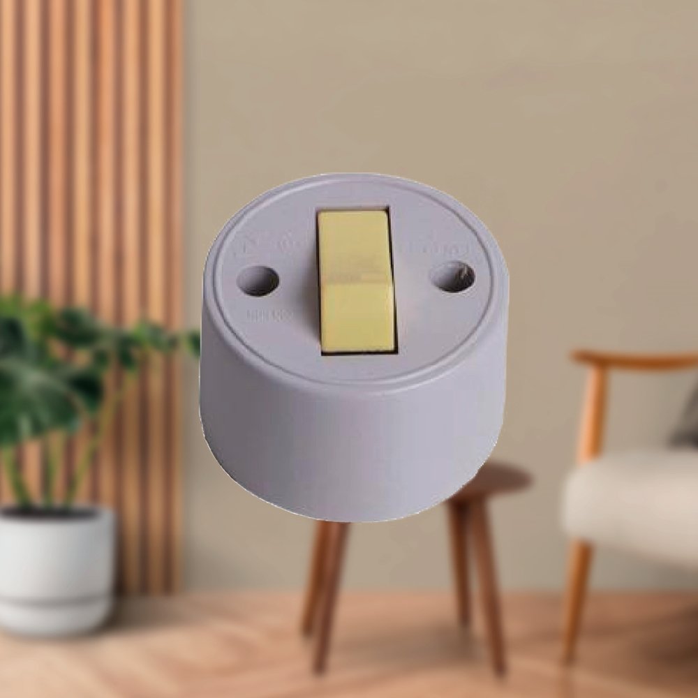 Interruptor Ilumi 1 Tecla Simples Sobrepor Externo Redondo Cinza 6A Embalagem com 10 Unidades