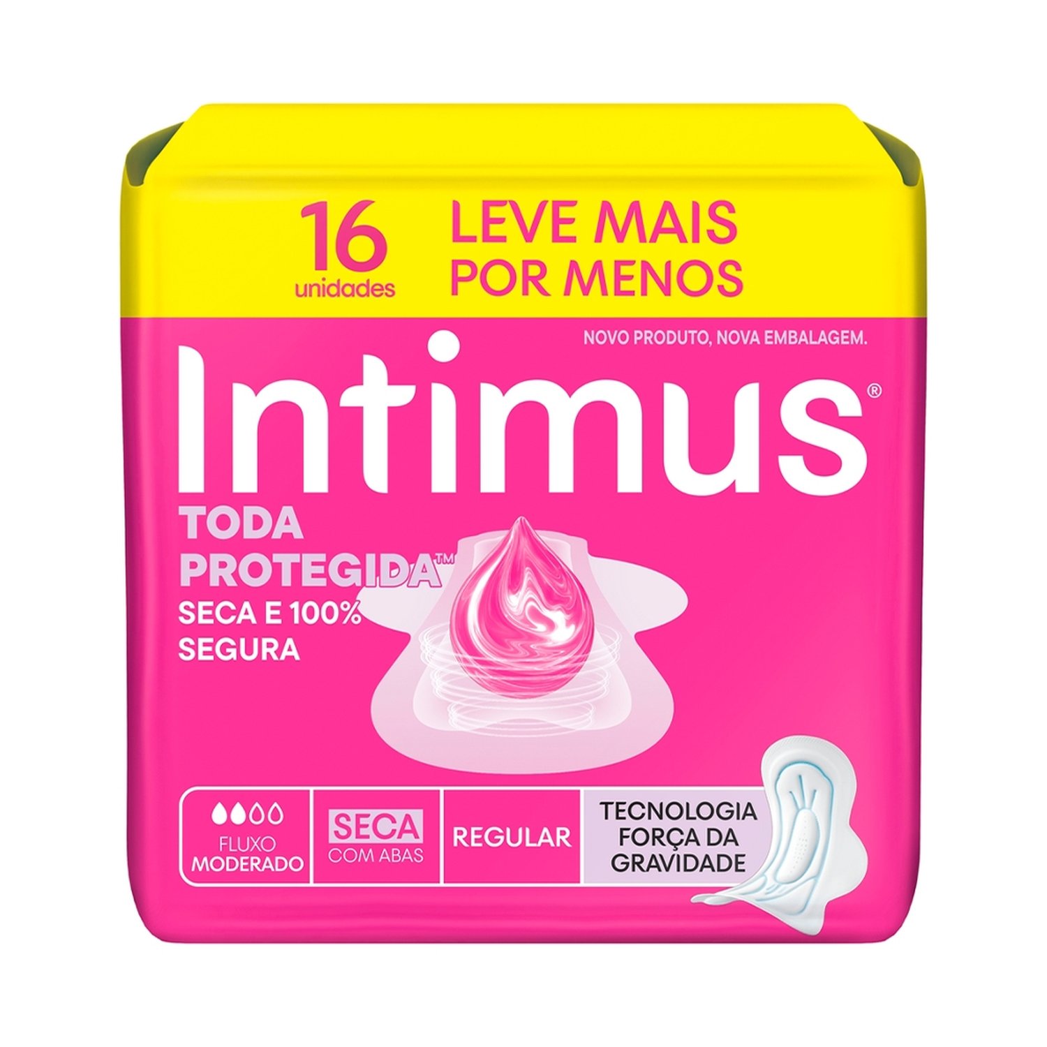 Absorvente Intimus Tripla Proteção Cobertura Seca com Abas - Leve 16 Pague 14