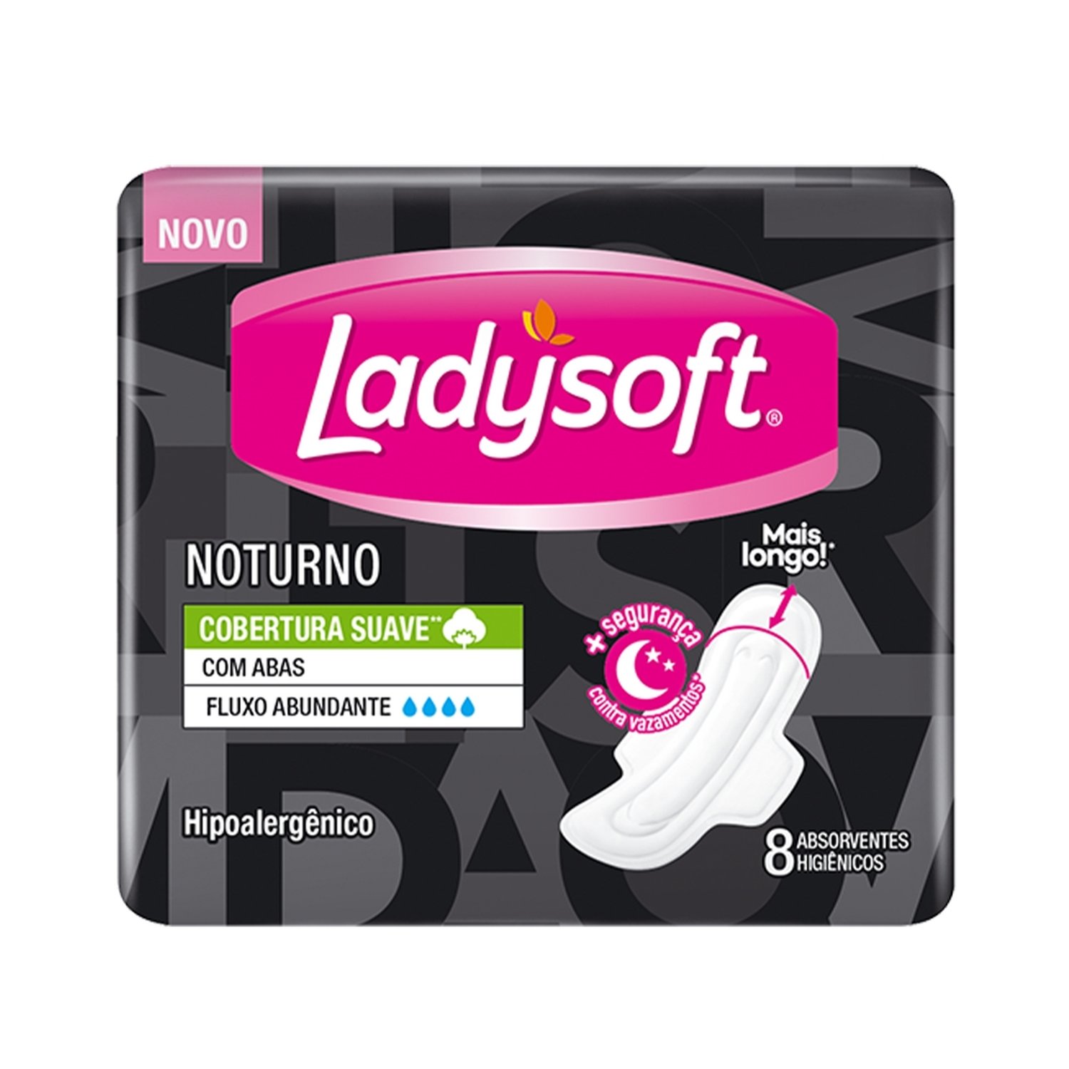 Absorvente Ladysoft Noturno Suave com Abas Embalagem com 8 Unidades
