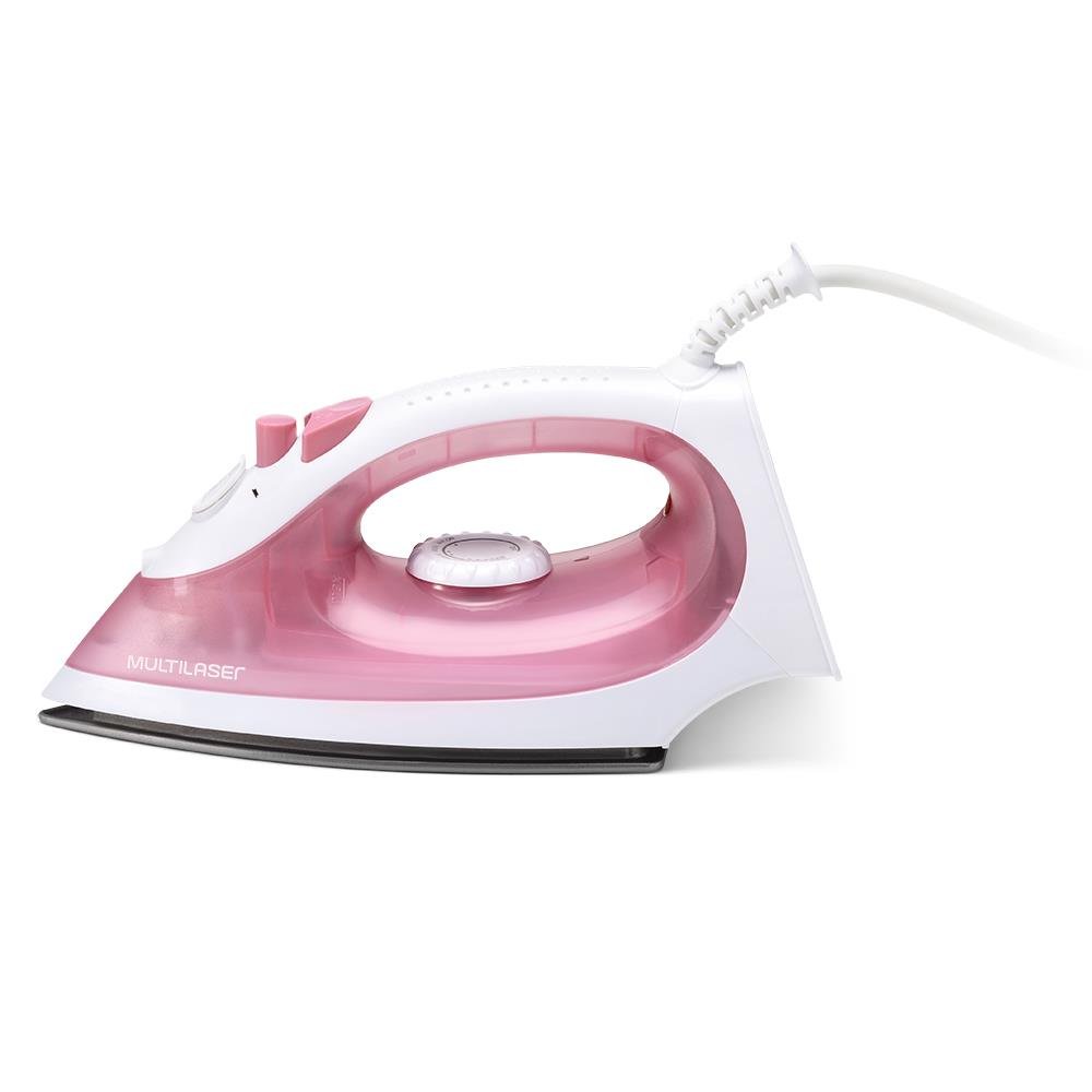 Ferro de Passar Roupa a Vapor Multilaser 127V-1200W Branco/Rosa