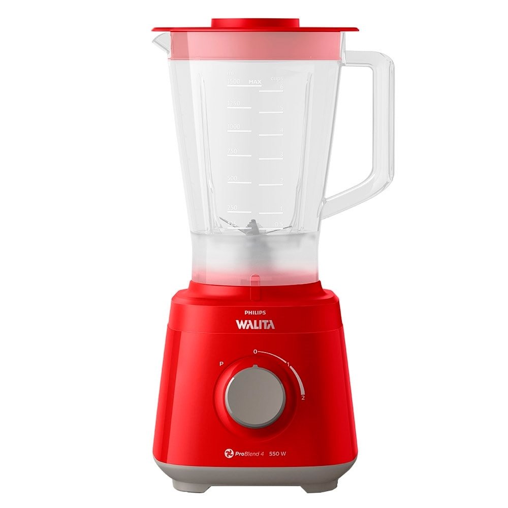 Liquidificador Philips Walita Daily RI2110 - Copo de Plástico, 2 Velocidades + Pulsar, 550W, Vermelho, 110V