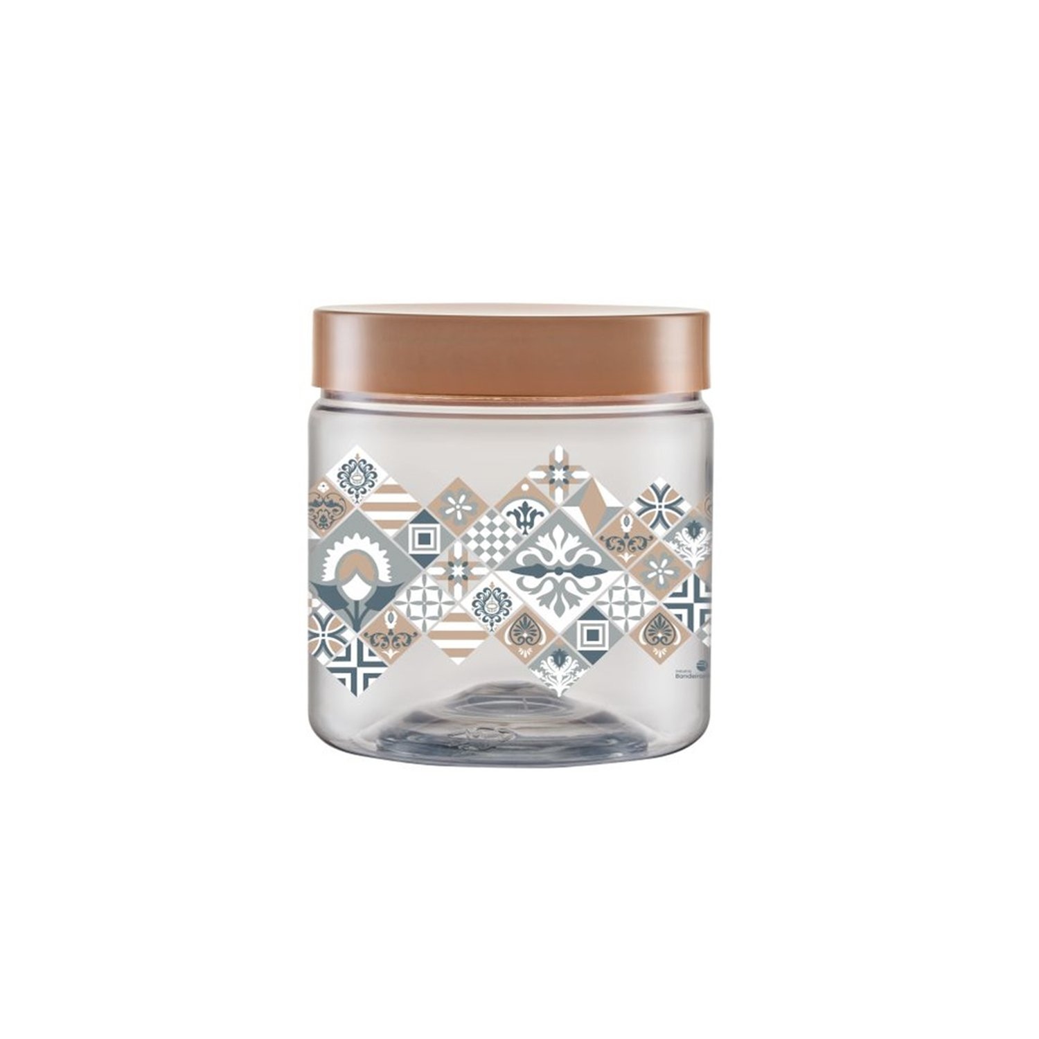 Pote Plástico 900Ml Redondo Decorado Azulejo Hidráulico Bandeirante