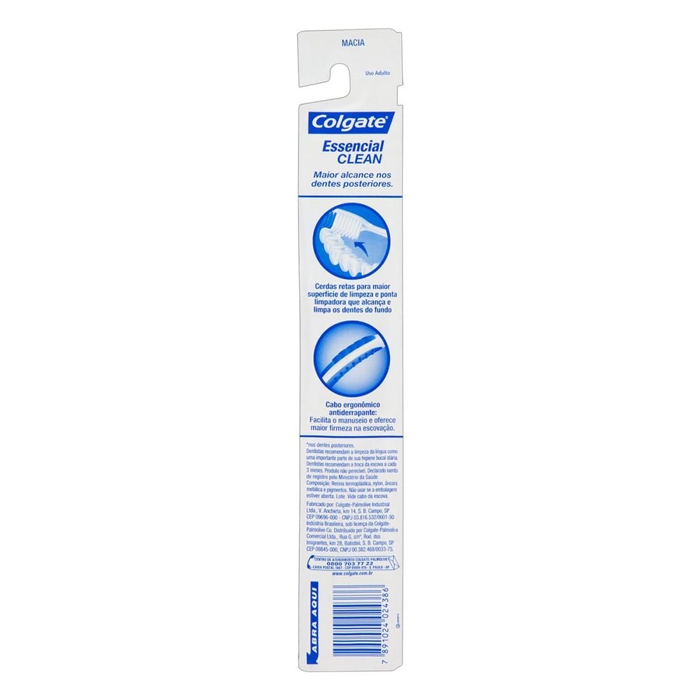 Escova Dental Colgate Essencial Clean Macia - Embalagem com 6 Unidades