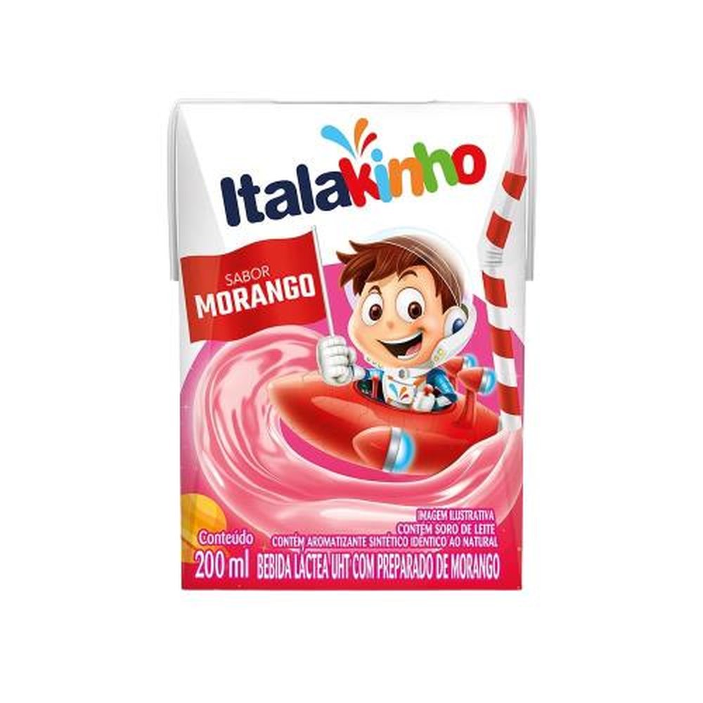 Bebida Lactea Liquida Italakinho 200Ml Morango