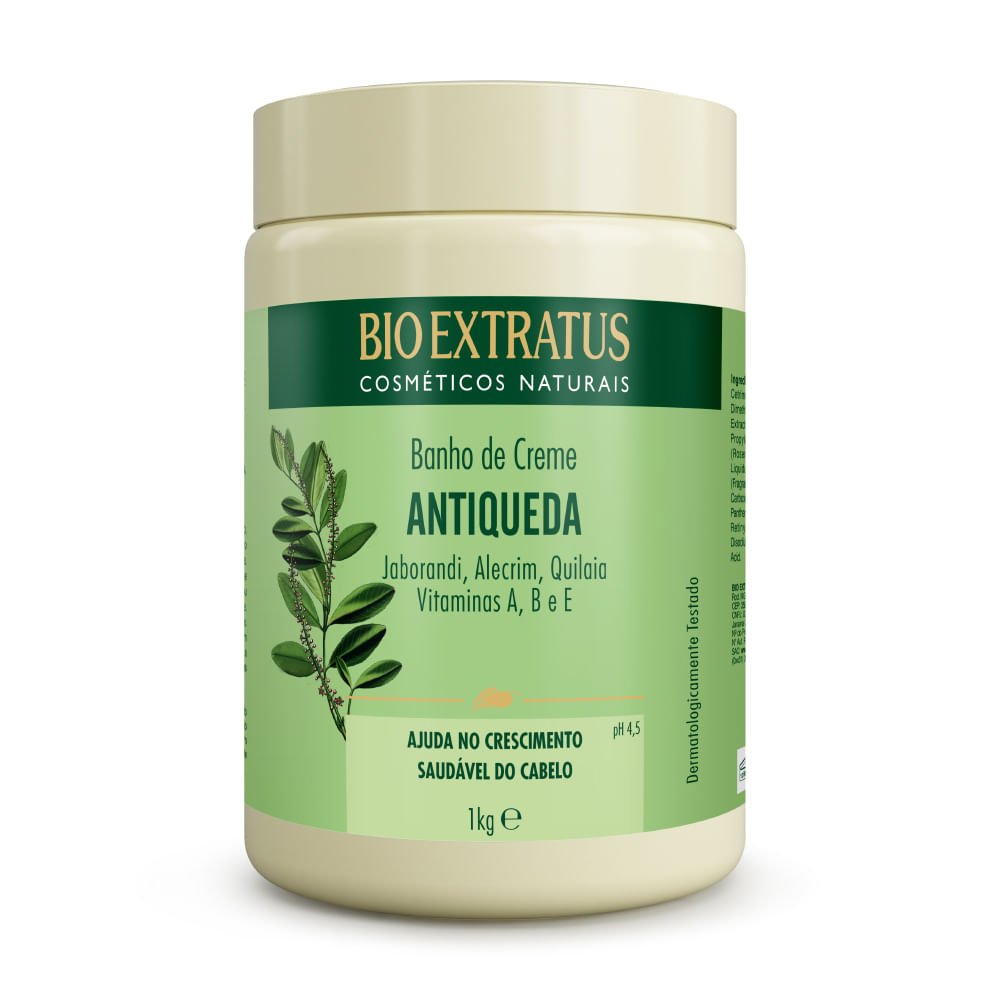 Banho de Creme BioExtratus Antiqueda Jaborandi, Alecrim, Quilaia Vitaminas A, B e E 1kg