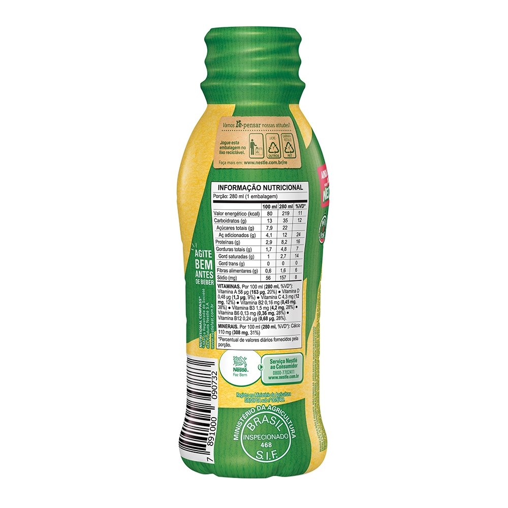 Bebida Láctea Nestlé Neston  Maçã, Banana e Mamão 280ml - Embalagem com 6 Unidades