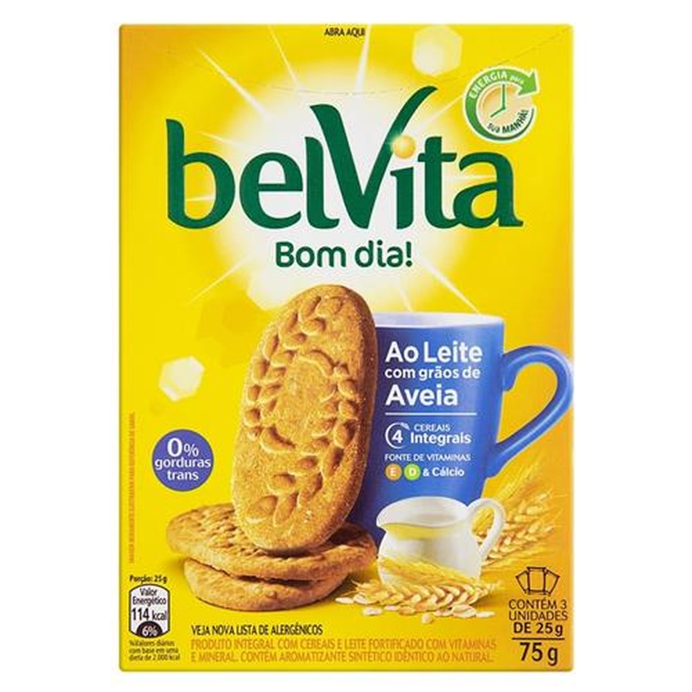 Biscoito BelVita Leite com Aveia 25g Embalagem com 3 Unidades