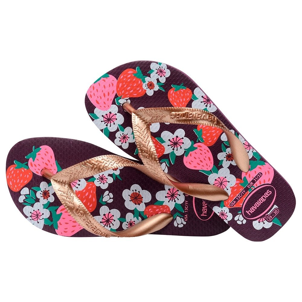 Havaianas Kids Flores Berinjela/Rosê Gold 25/6