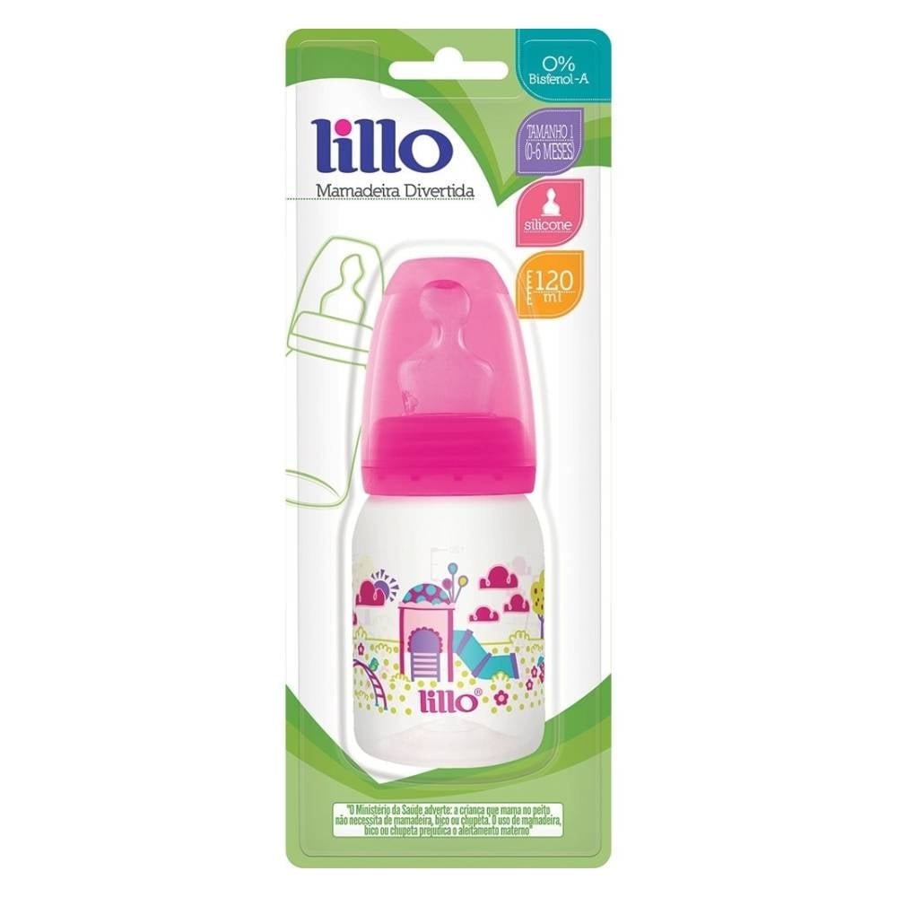 Mamadeira Lillo Divertida Orto Silicone Tamanho 1 Rosa 120ml