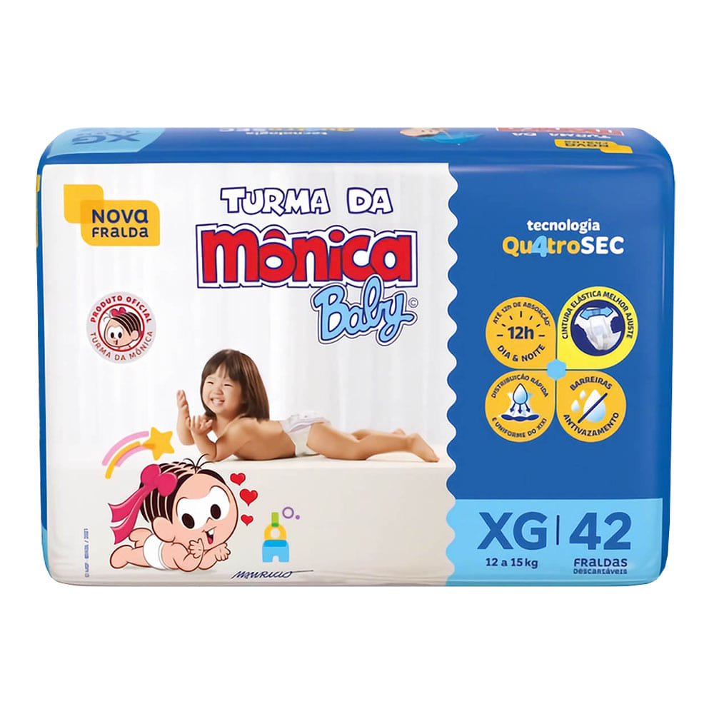 Fralda Turma Da Monica Mega Xg Com 42