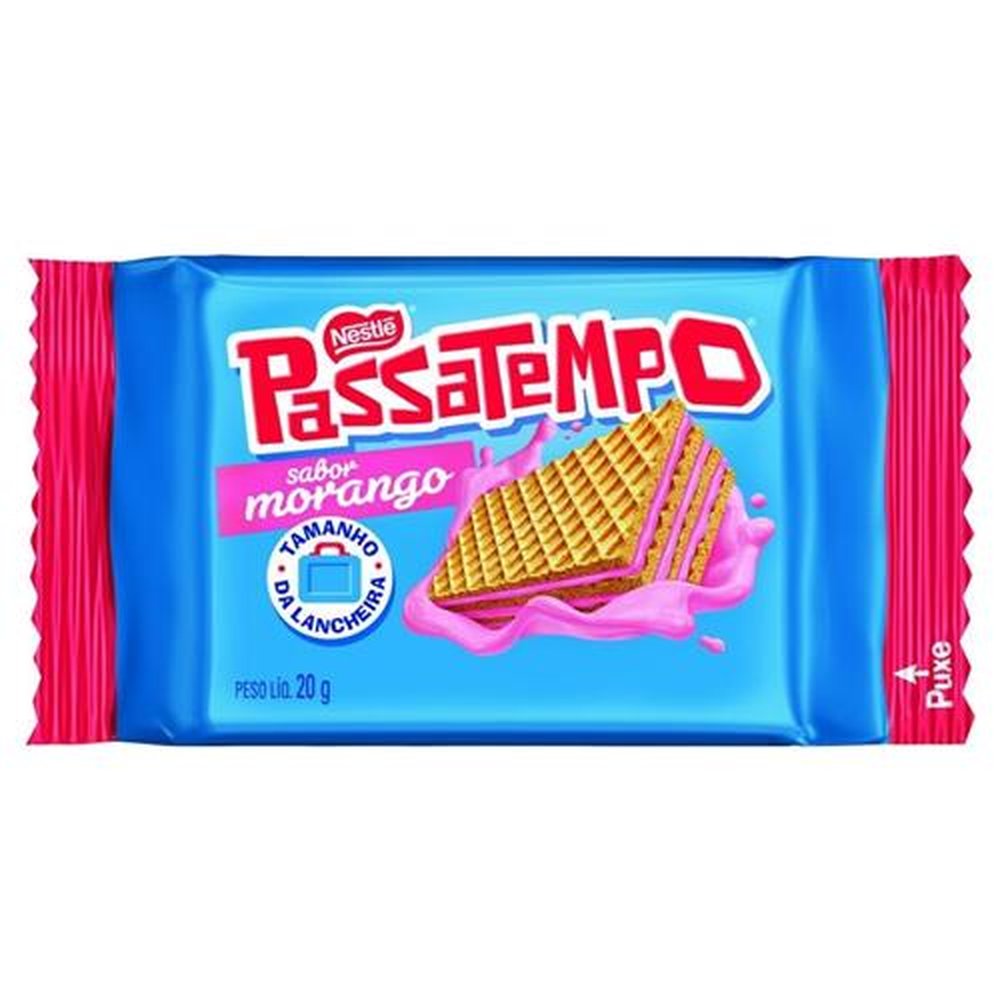 Biscoito Wafer Passatempo Morango 20g Embalagem Com 28 Unidades Martins Atacado 7981