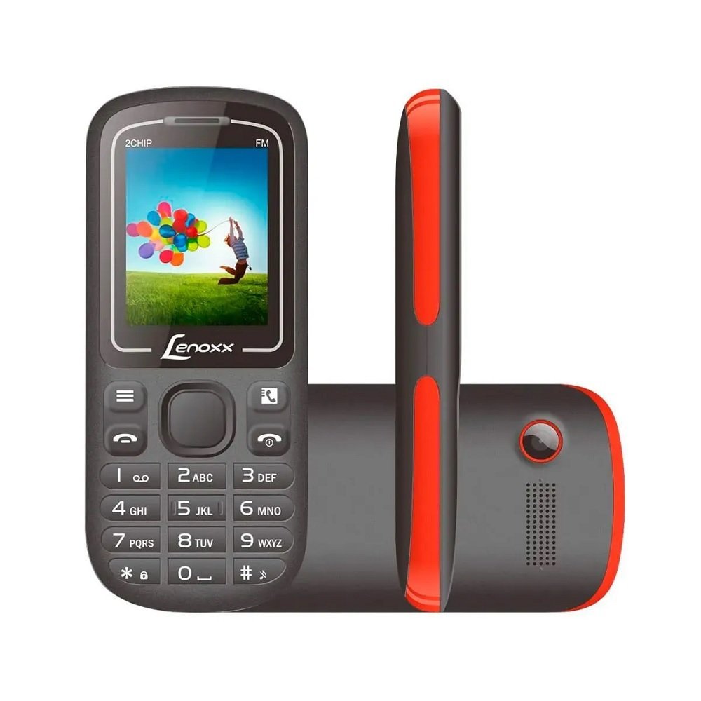Celular Lenoxx CX 904, Tela 1,8, Dual Chip, Camera VGA, Bluetooth Preto e Vermelho