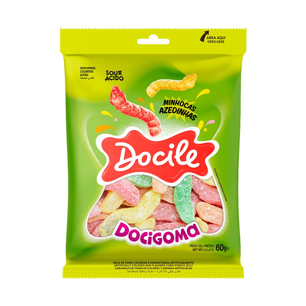 Bala Docile Minhocas Azedinhas 90g