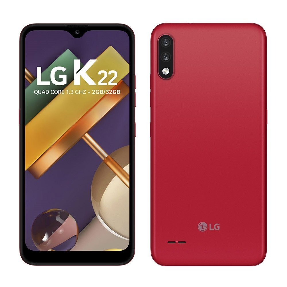 Smartphone LG K22, Vermelho, Tela 6.2", 4G + Wi-Fi, Android 10, Câm Tras.13MP, Câm Frontal 5MP,2 GB, 32GB