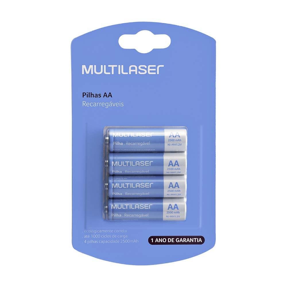 Pilhas Recarregáveis Aa Multilaser 2500Mah Com 4 Unidades - Cb052