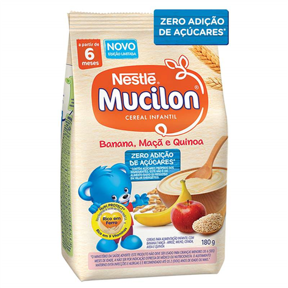 Mucilon Banana, Maca E Quinoa 180g Zero Acucar