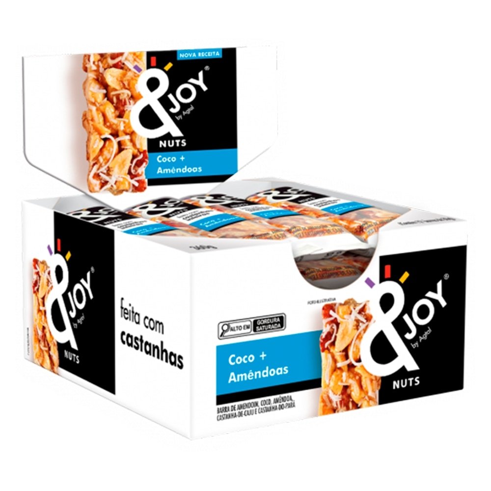 Barra de Cereal Nuts & Joy Coco e Amêndoa 30g Embalagem c/ 12 Unidades